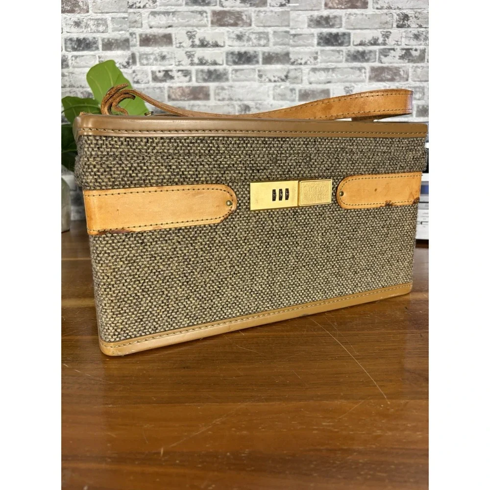 Hartmann Vintage Tweed Leather Train Case⭐️Makeup Toile Interior⭐️15